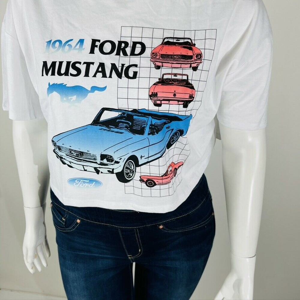 New Forever 21 Sz 2X Plus Top Ford Mustang 1964 Top White Cropped NWT - Picture 5 of 7